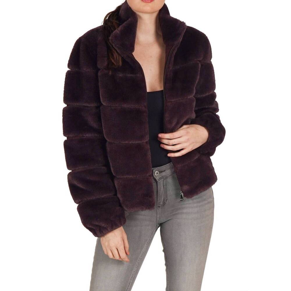 NEW LOVE TOKEN alex faux fur jacket in plum